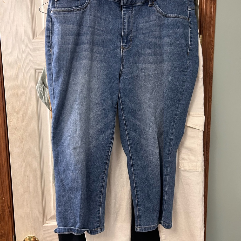 d. jeans Women's Ankle Crop Denim in Mid Blue